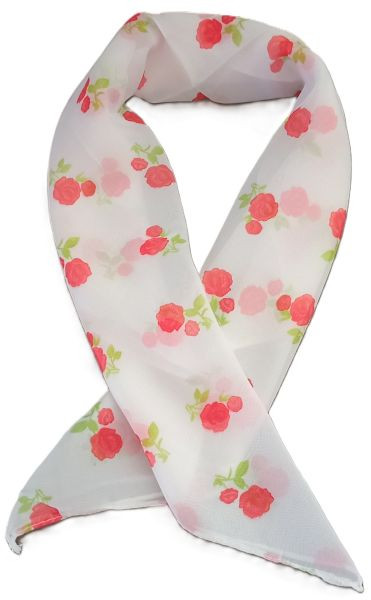Chiffon Floral Red Rose Neck Scarf