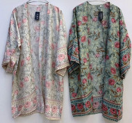 Green Floral Summer Kimono Gown