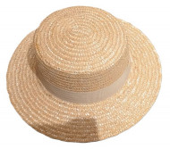 Beige Straw Boater Hat